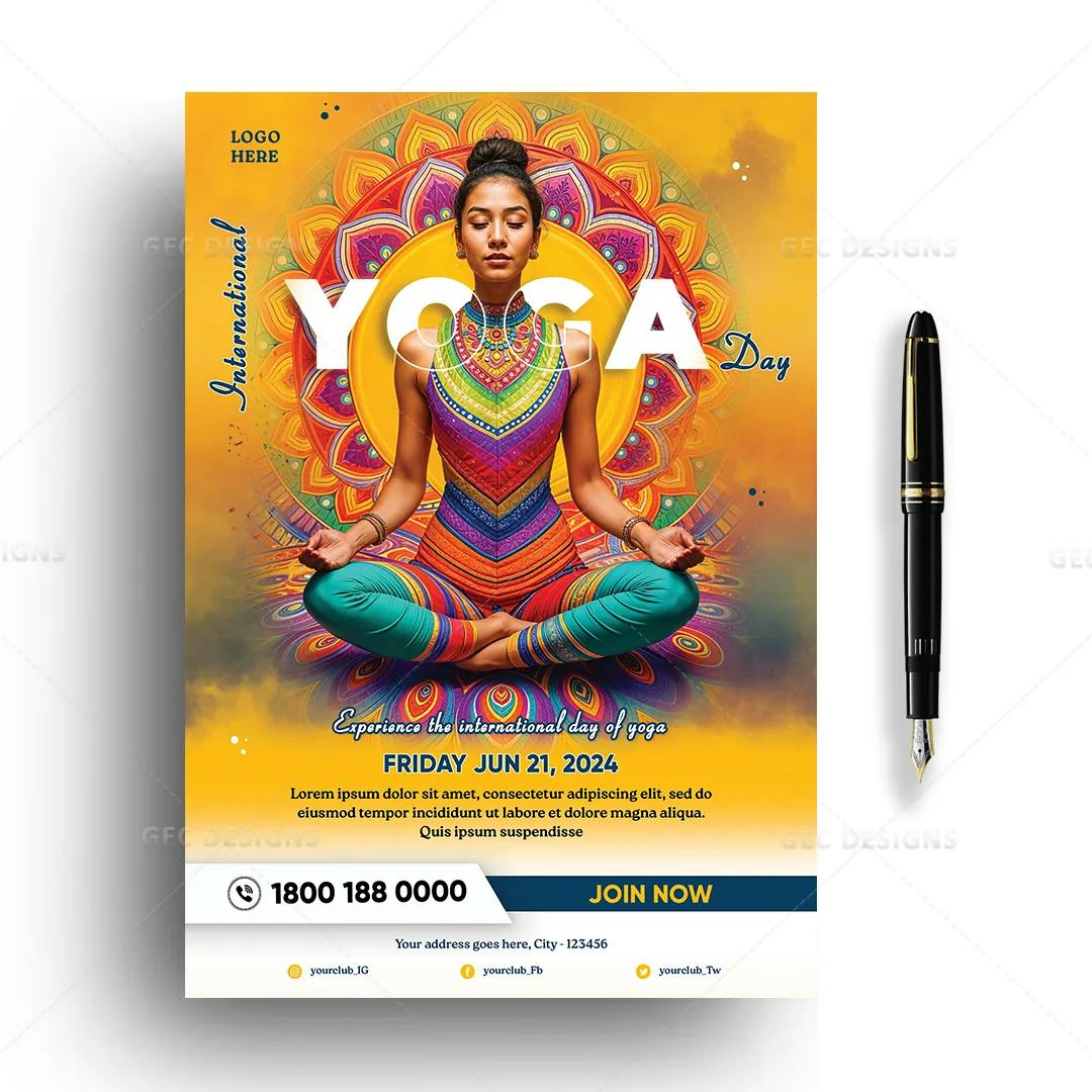 International Yoga Day, Yoga Classes Promotion Flyer Template