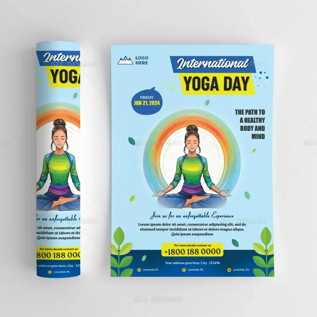 Yoga for a healthy body and mind, Yoga classes  Flyer Template