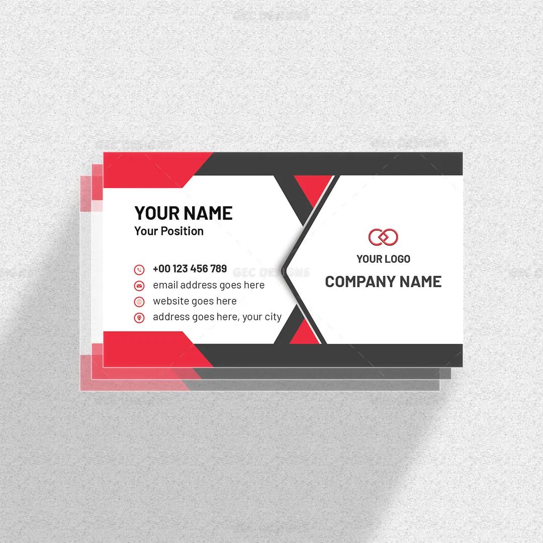 Elegant business card design, black red, and white visiting card template