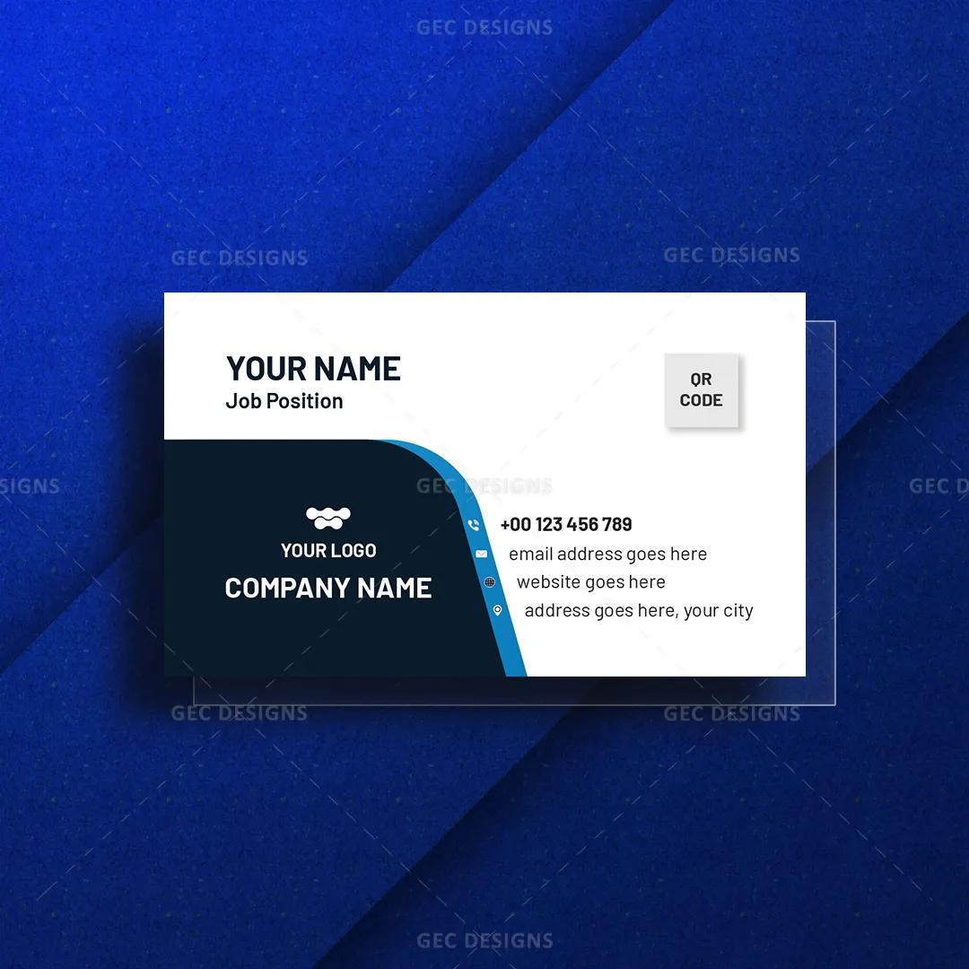 Modern business visiting card, black and blue business card design