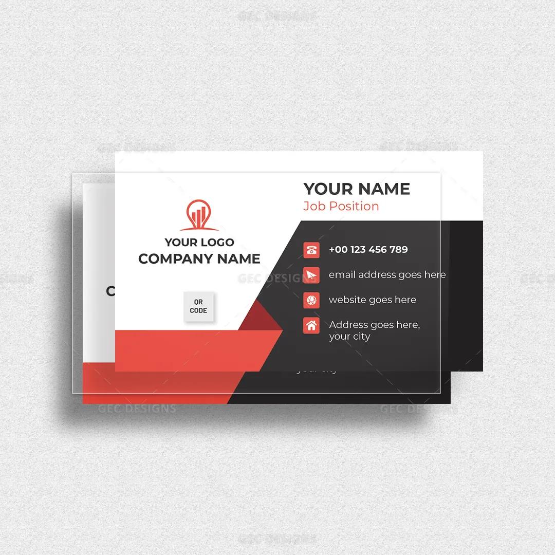 Professional visiting card design, black and red business card template