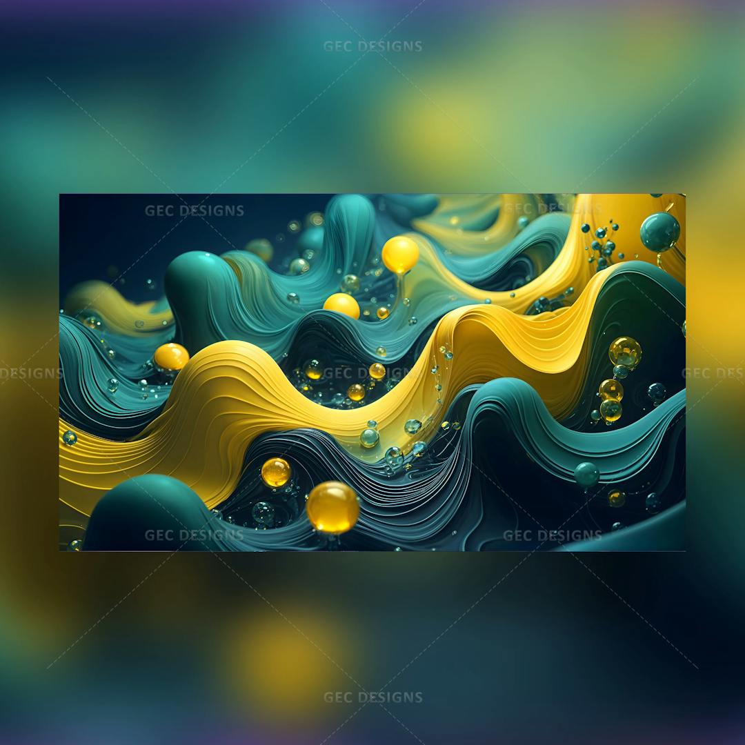 Abstract Blue Yellow gradient wavy background with elegant bubble wallpaper