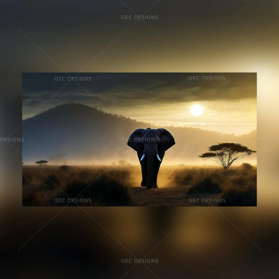 African elephant at savanna wallpaper