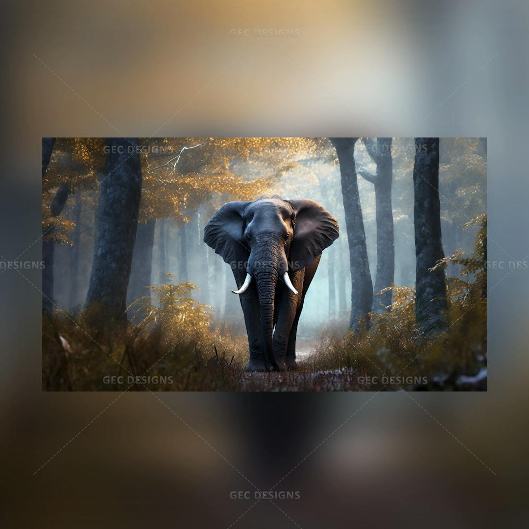 An elephant in the misty jungle background AI Generated wallpaper