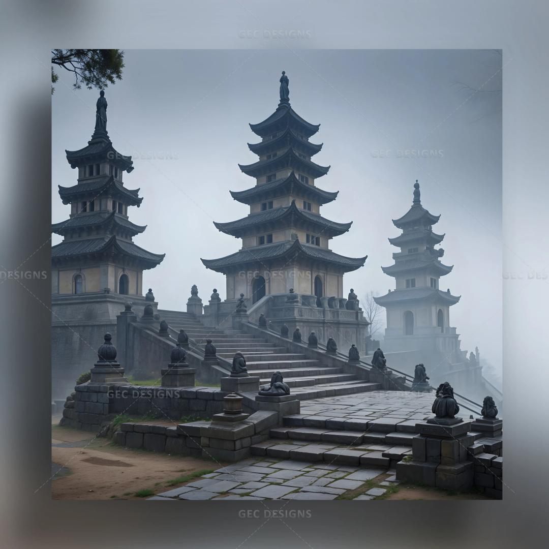 Ancient Chinese fantasy temple AI Generated wallpaper