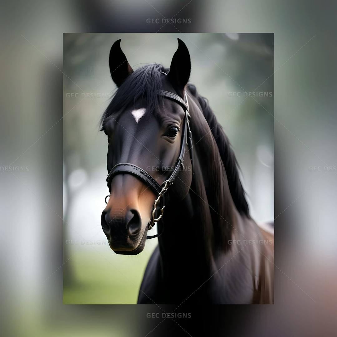 Beautiful black horse, closeup face for mobile wallpaper