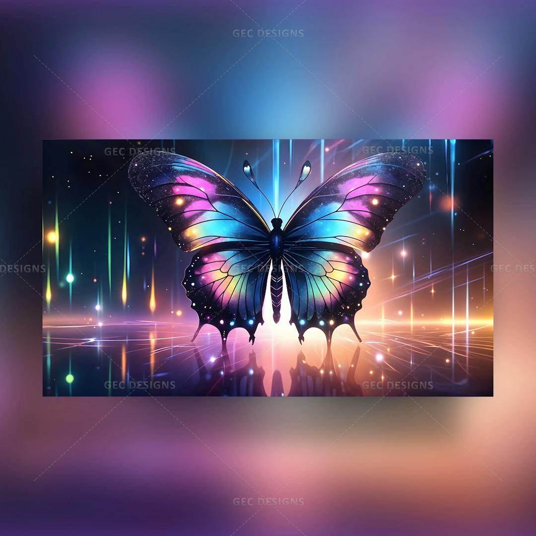 Beautiful butterfly with neon wings AI Generated wallpaper