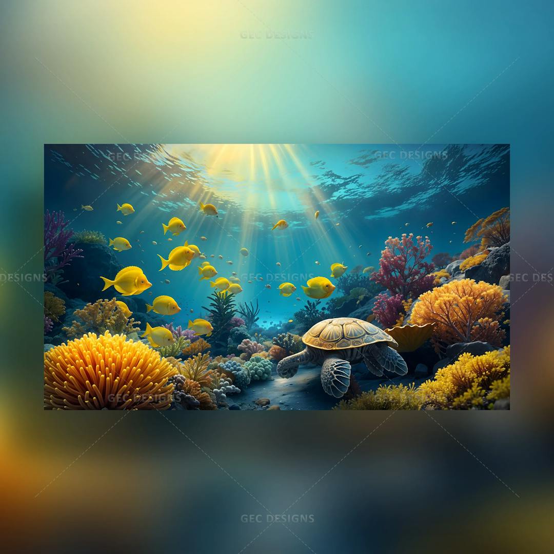 Beautiful Marine life with corals and colorful fishes underwater AI Generated wallpaper