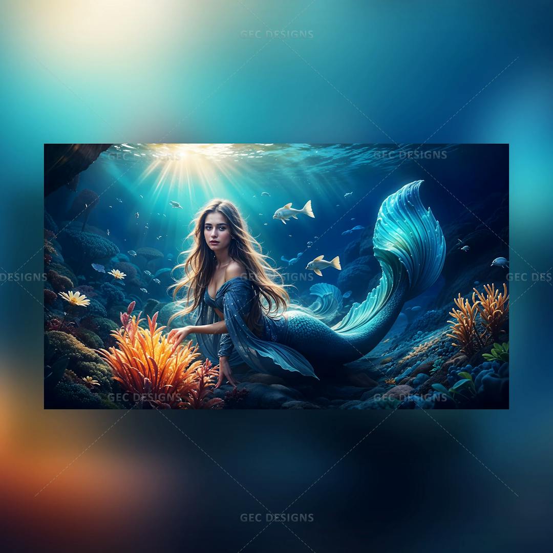 Beautiful Mermaid under the ocean AI Generated wallpaper