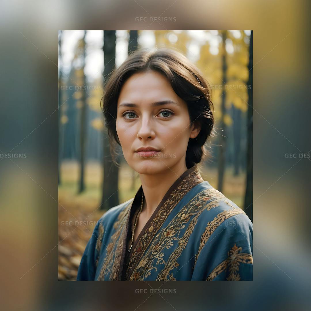 Beautiful middle age rural Russian woman hyper-realistic AI Generated wallpaper