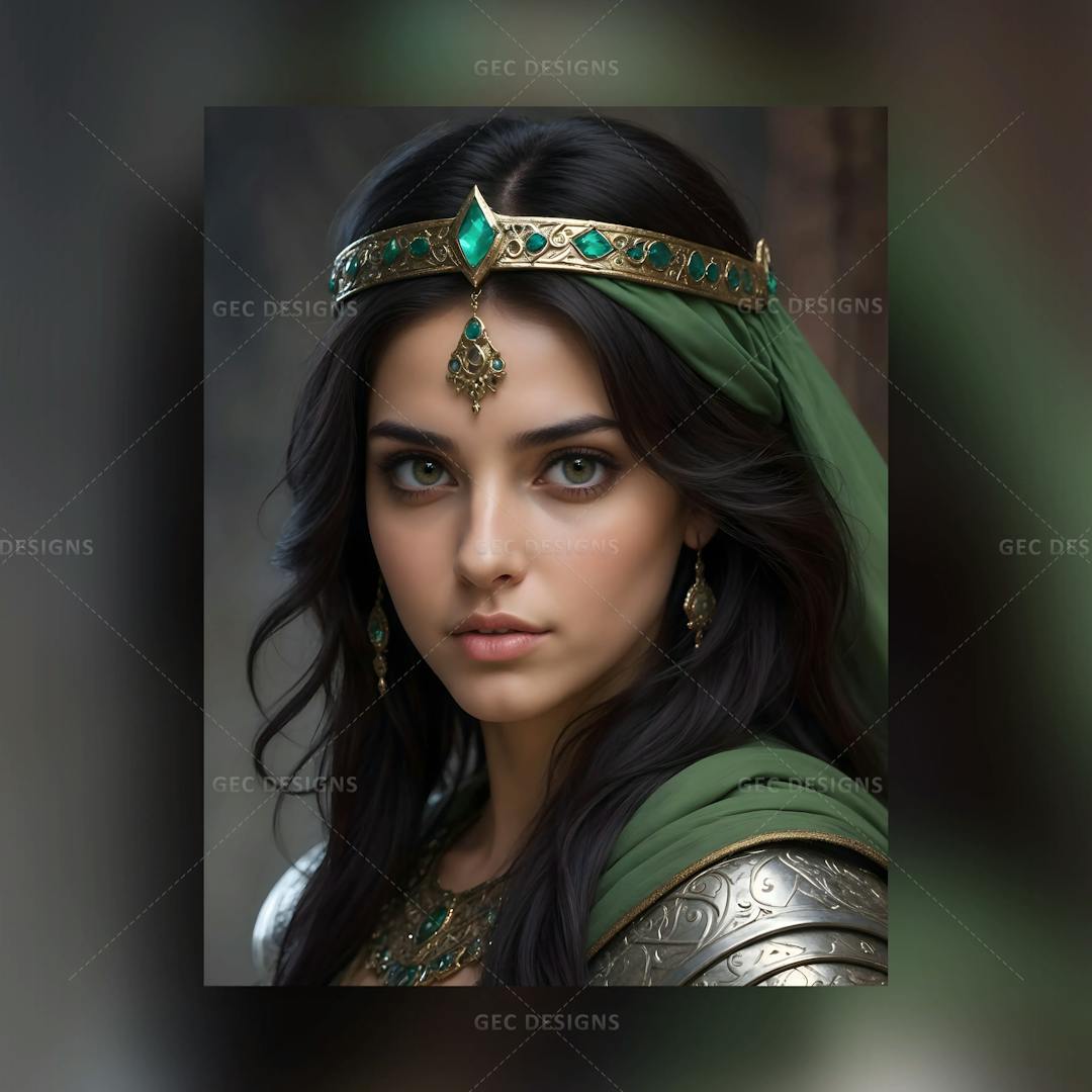 Beautiful Middle Eastern woman wearing traditional attire, hyper-realistic AI Generated wallpaper