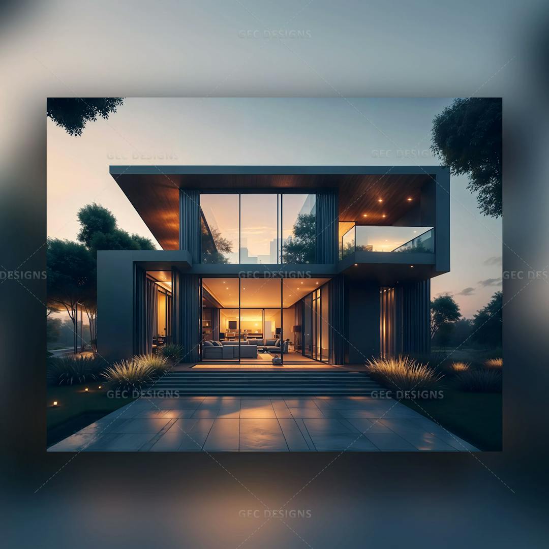 Beautiful modern luxury house AI Generated wallpaper