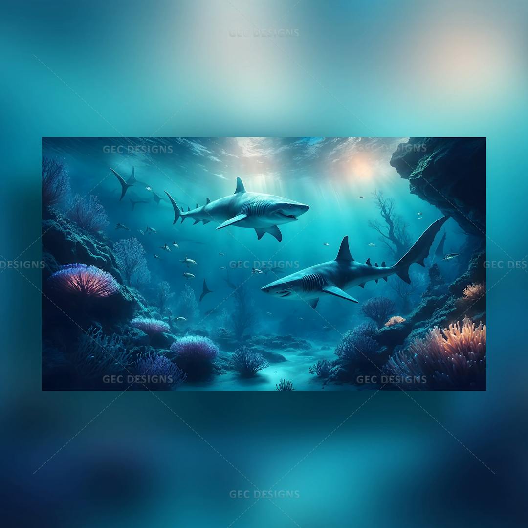 Beautiful shark in the deep ocean, marine life AI Generated wallpaper