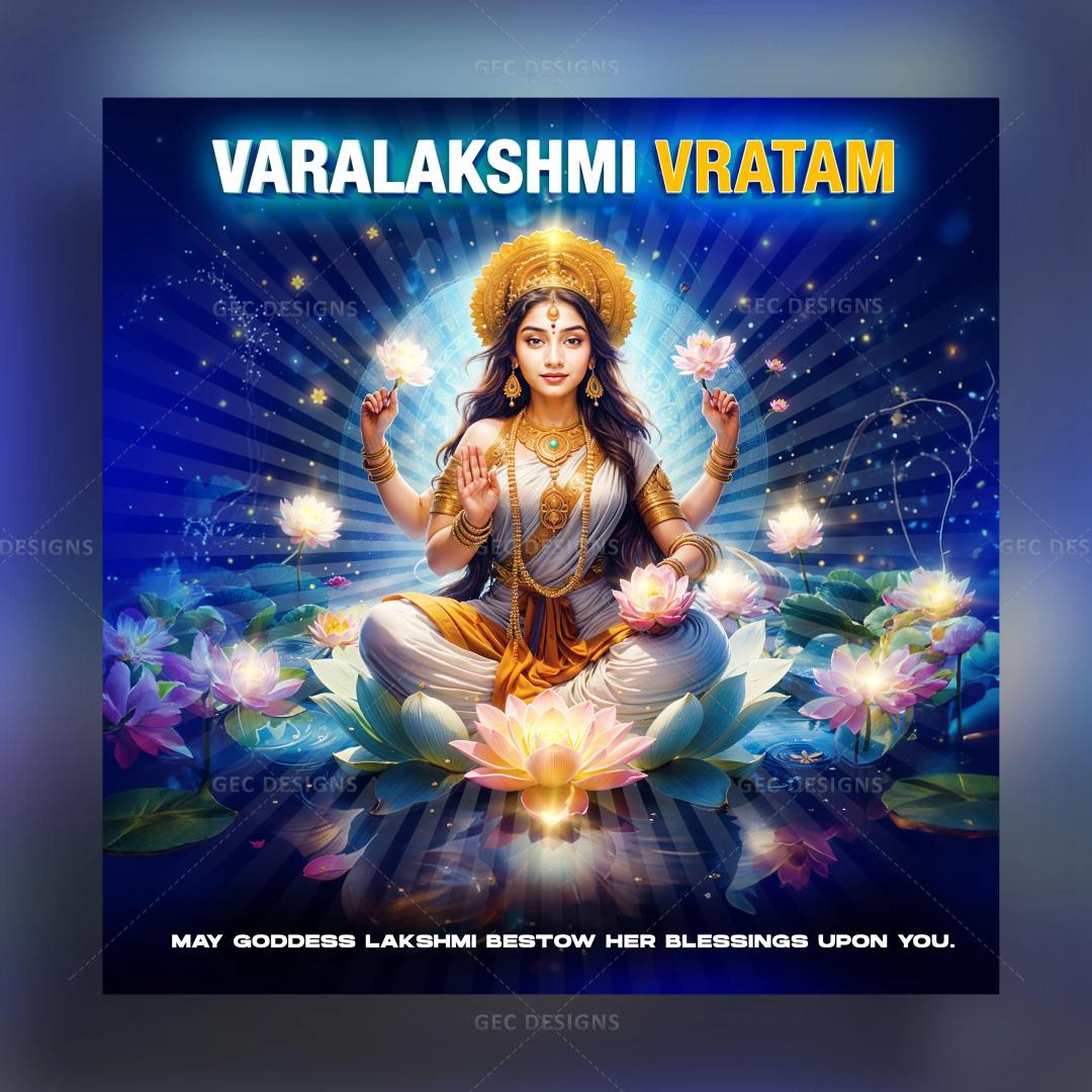 Beautiful Varalakshmi Vratham wishes AI Generated poster image