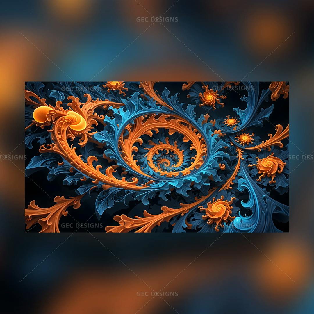 Blue Orange gradient energy swirls AI Generated wallpaper