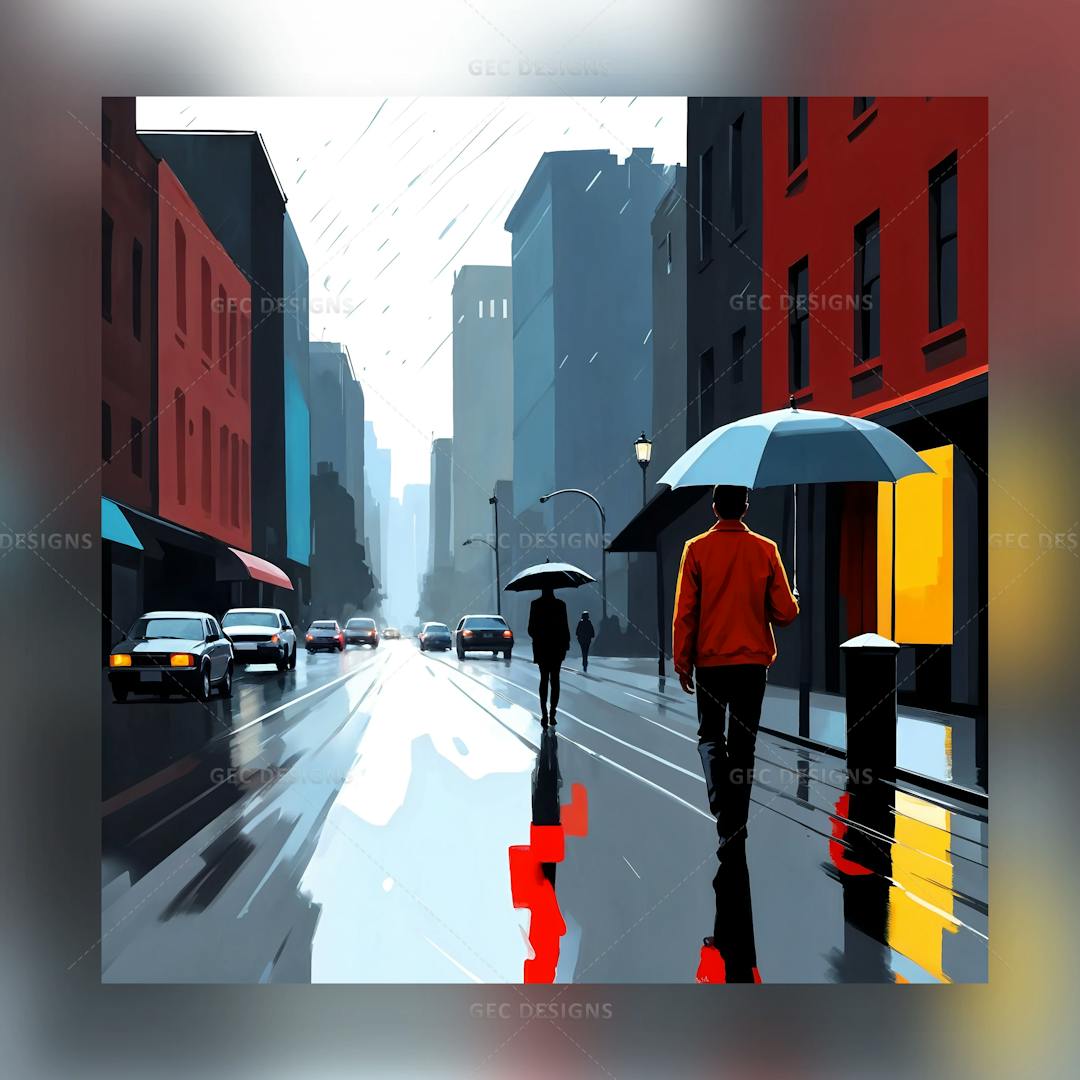Cars in a city street during rainy day digital art ai generated wallpaper image