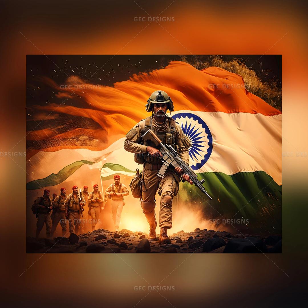 Celebrate Independence Day with the Indian army, Indian flag background AI Generated wallpaper