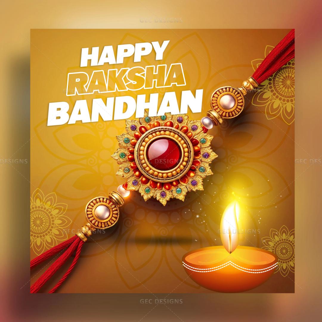 Celebrate Raksha Bandhan 2024, Best wishes AI Generated Rakhi with Diya wallpaper