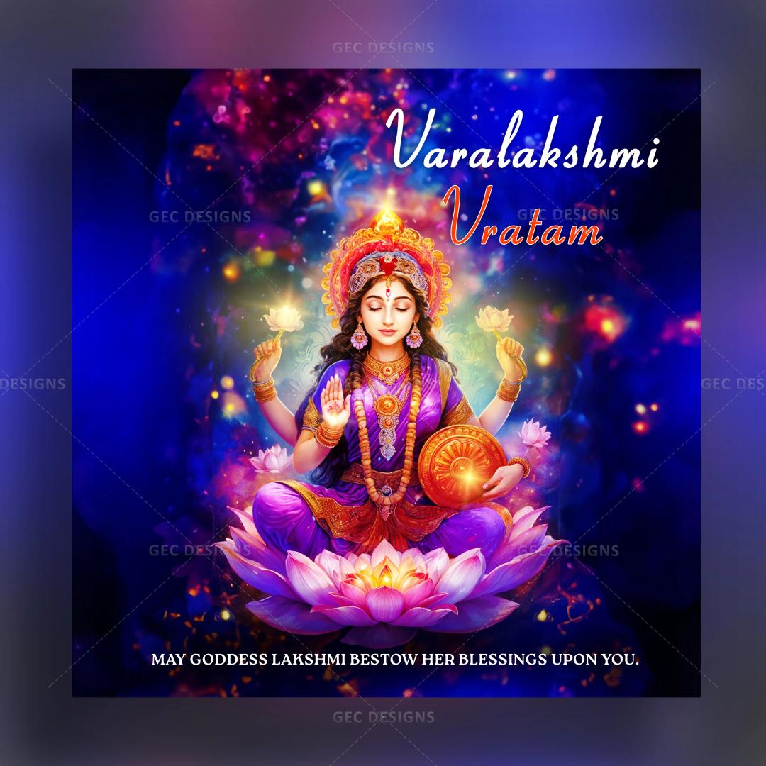 Celebrate Varalakshmi Vratham with a purple-dressed Goddess Mahalakshmi AI Generated wallpaper