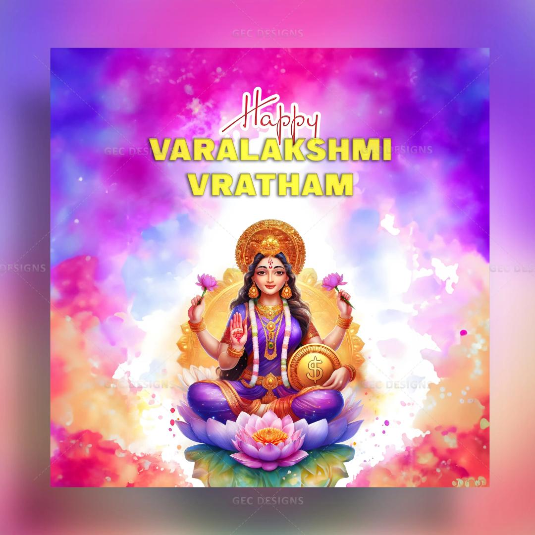 Colorful Happy Varalakshmi Vratham wishes AI Generated wallpaper