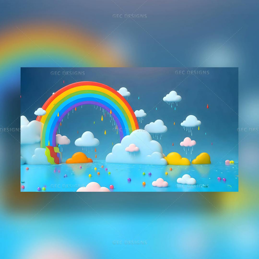 Colorful Rainbow, Clouds, 3D AI Generated wallpaper