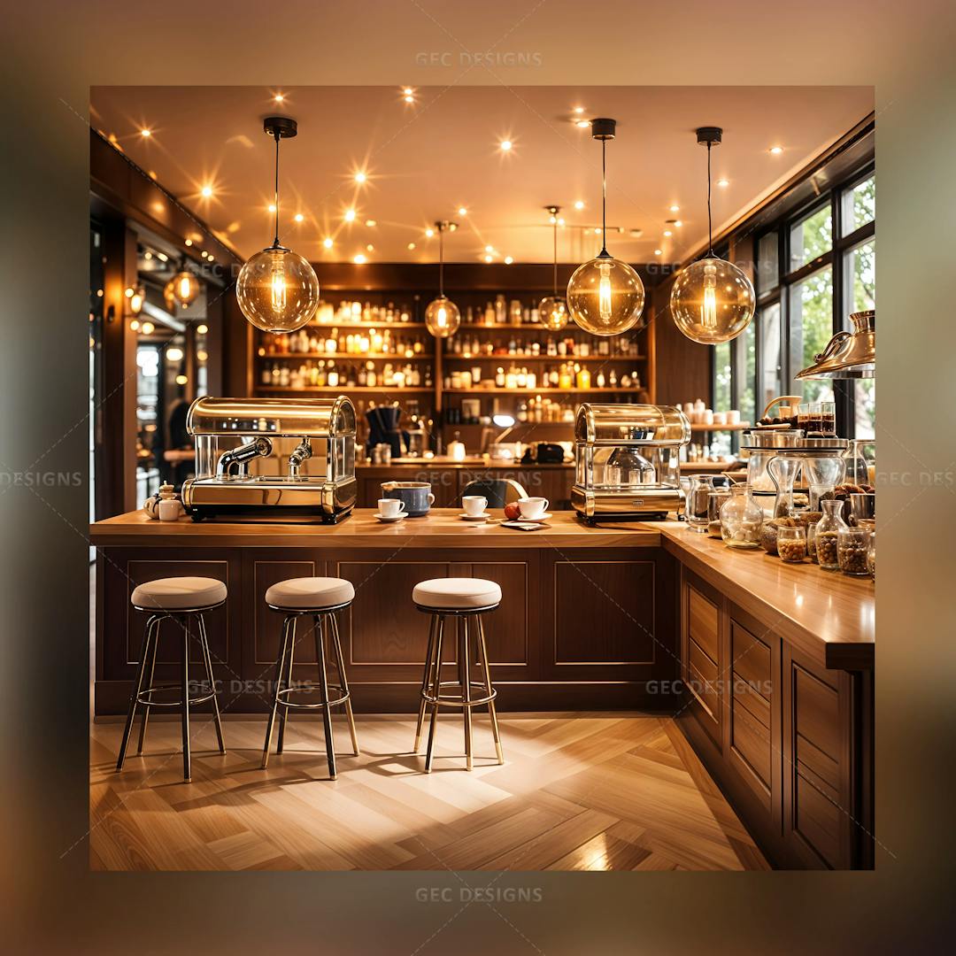 Cozy coffee shop with inviting interior design AI Generated wallpaper