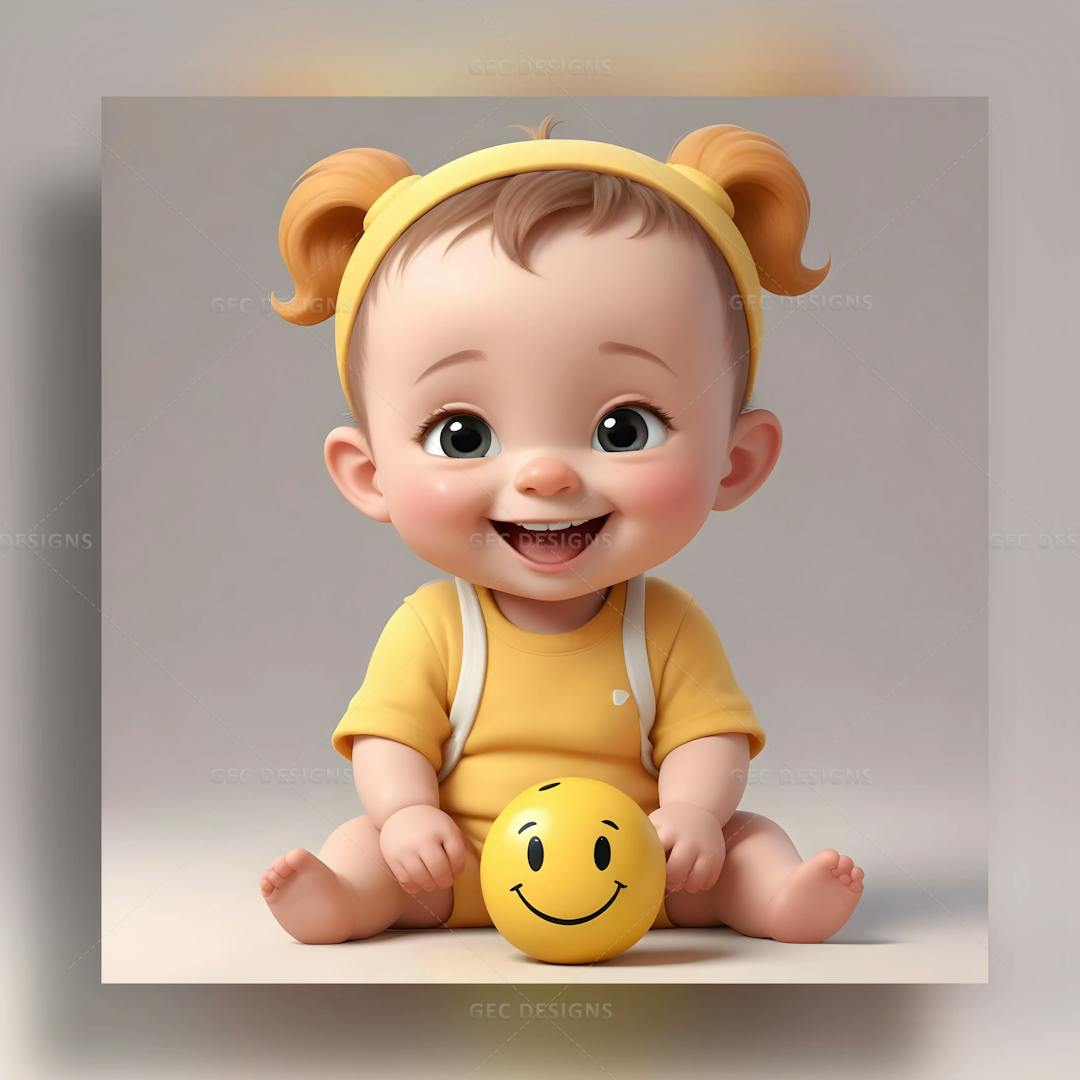 Cute adorable cartoon baby with smile AI Generated wallpaper