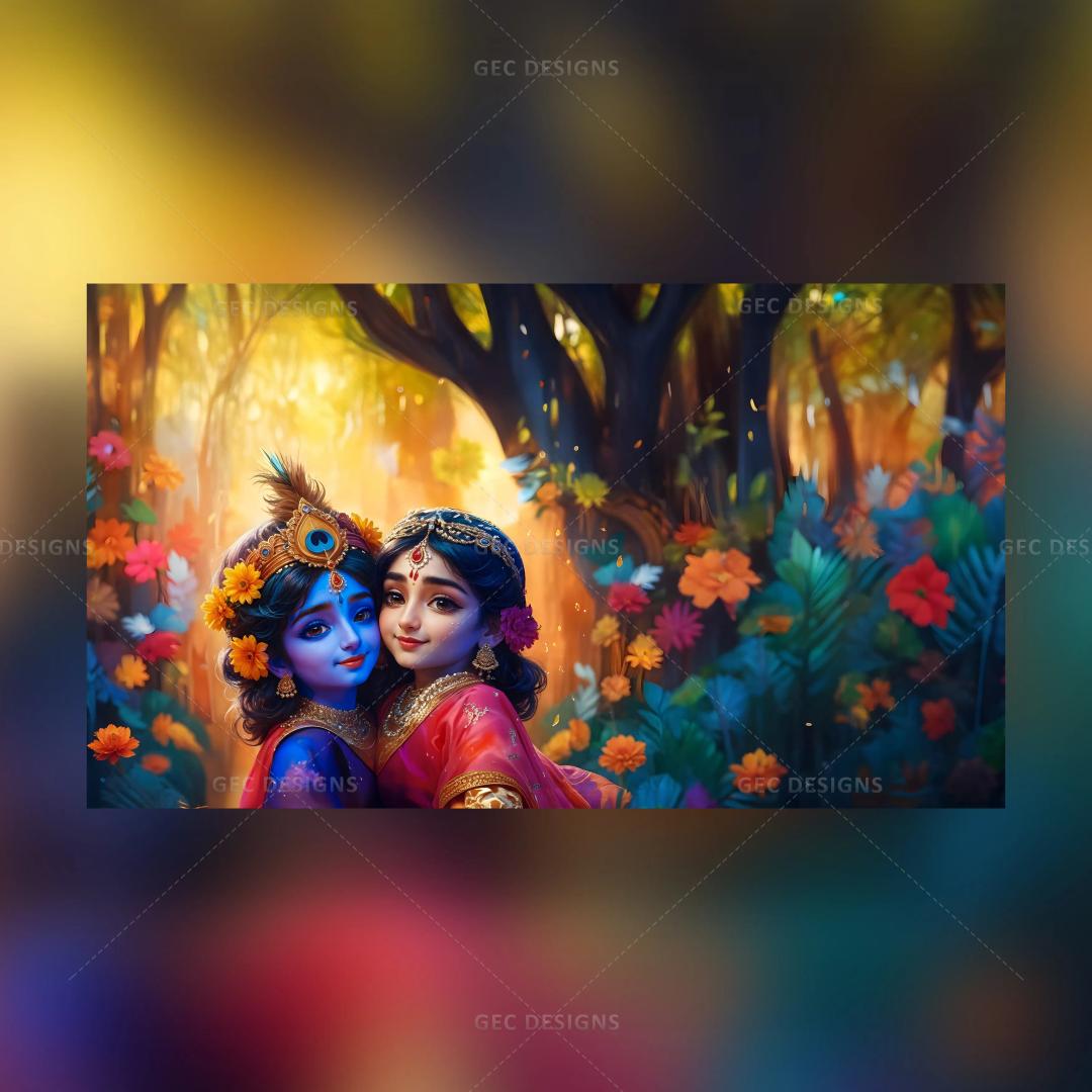 Cute little Radha Krishna desktop HD wallpaper, Janmashtami greetings poster image