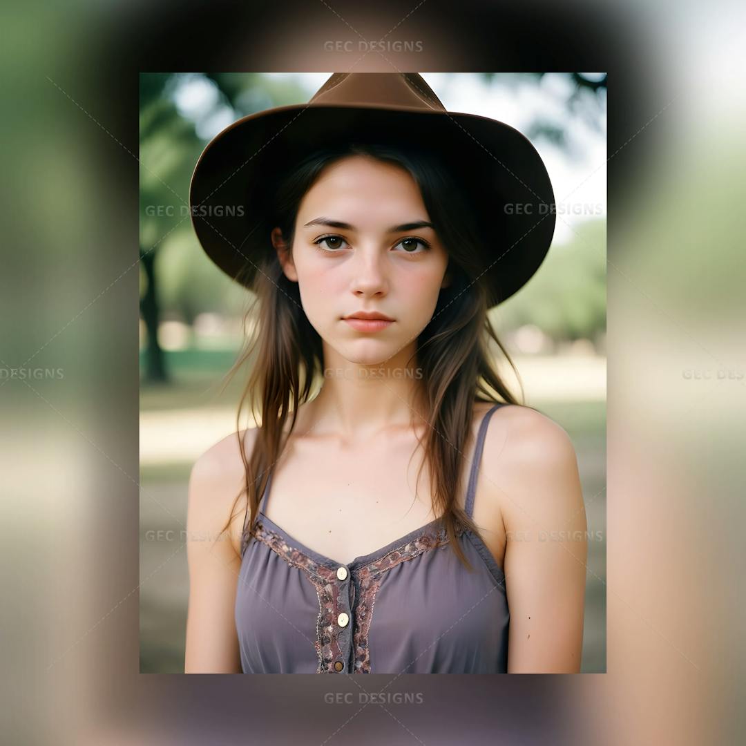 Cute young teenage Texas girl with hat AI Generated wallpaper