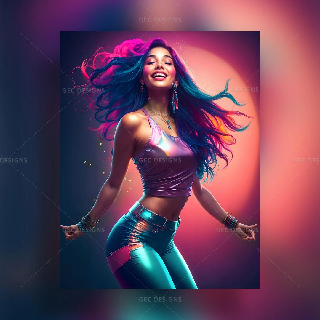 Cute young woman dancing, party vibe AI Generated wallpaper