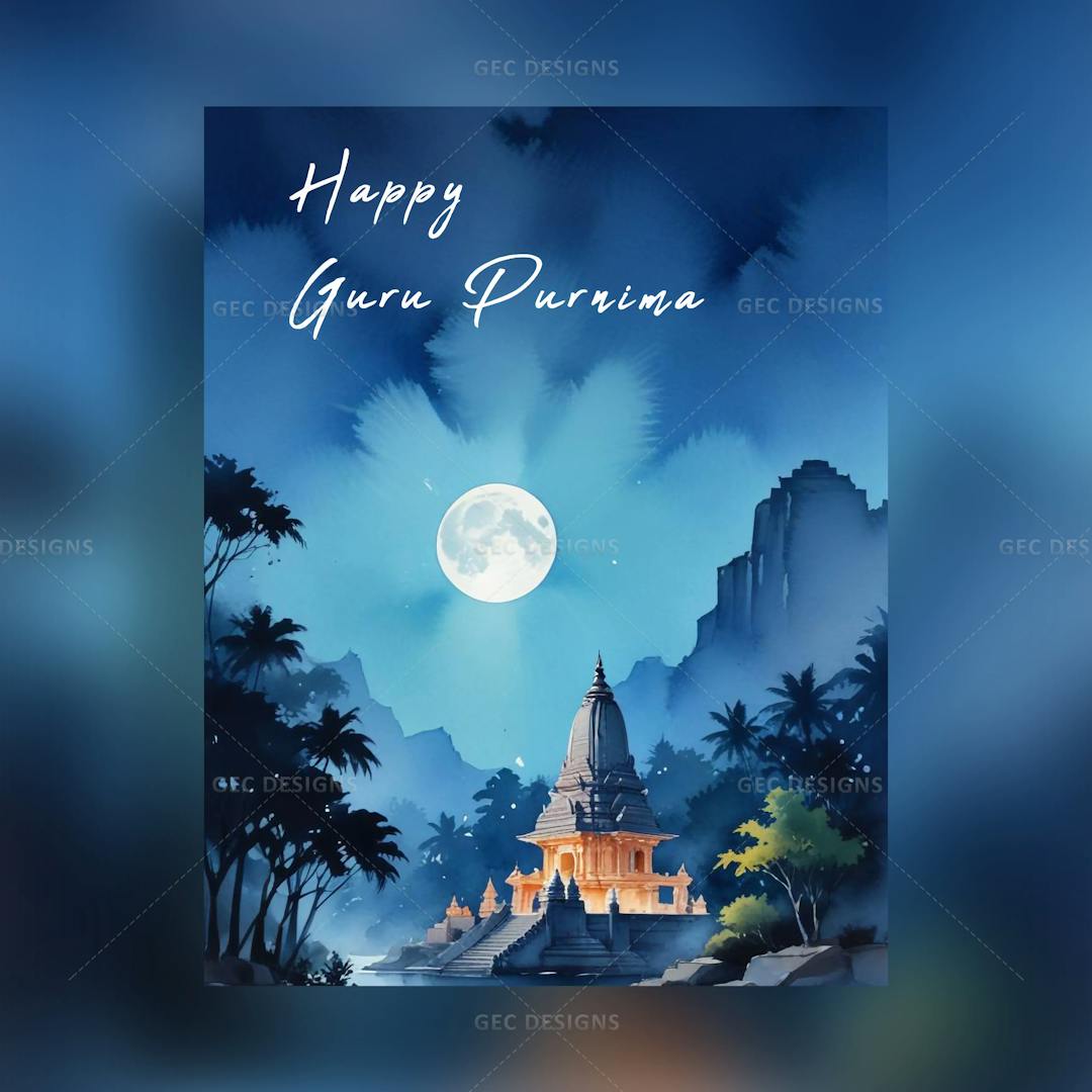 Digital art of Indian temple on full moon day AI Generated wallpaper