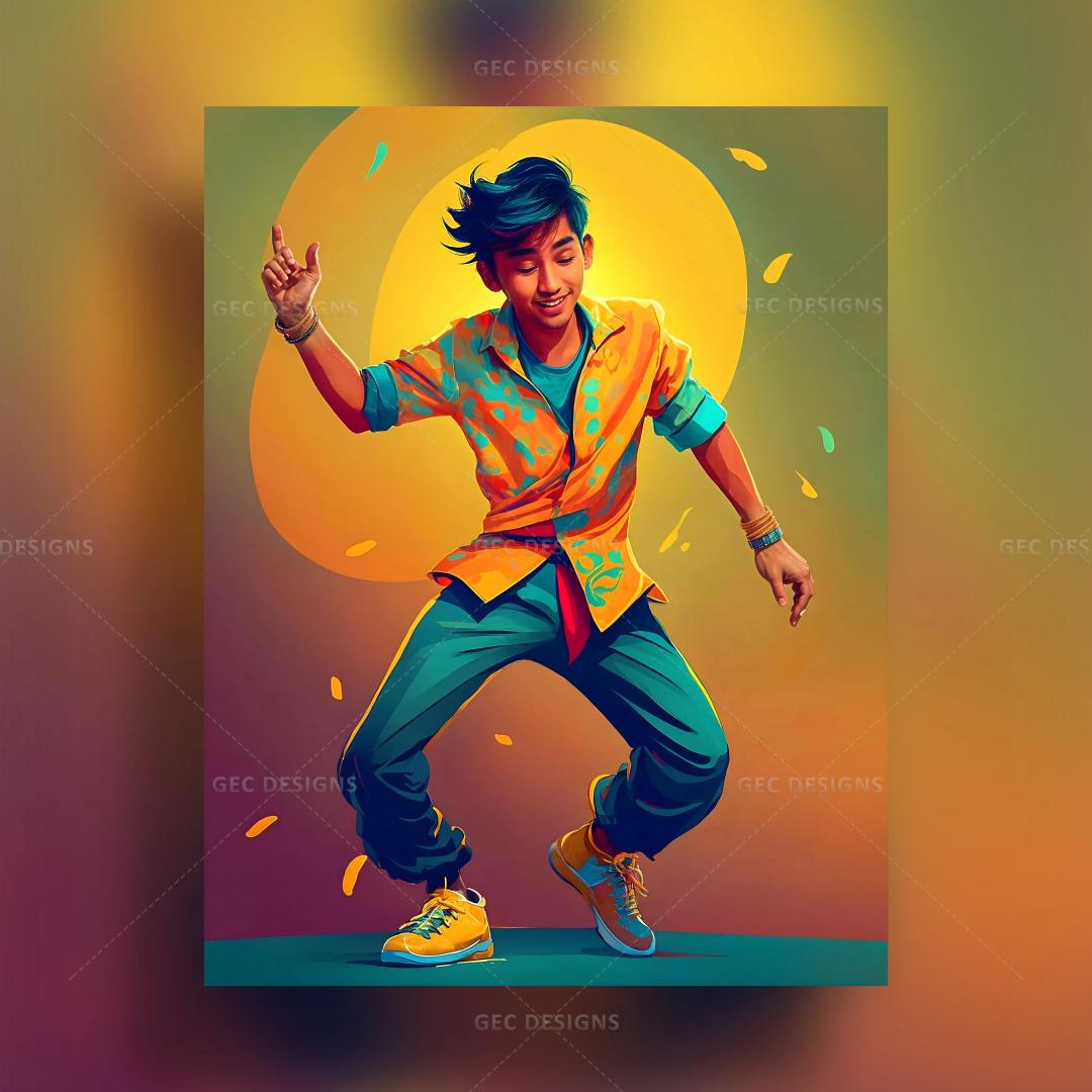 Digital art of young boy dancing, party vibe AI Generated wallpaper