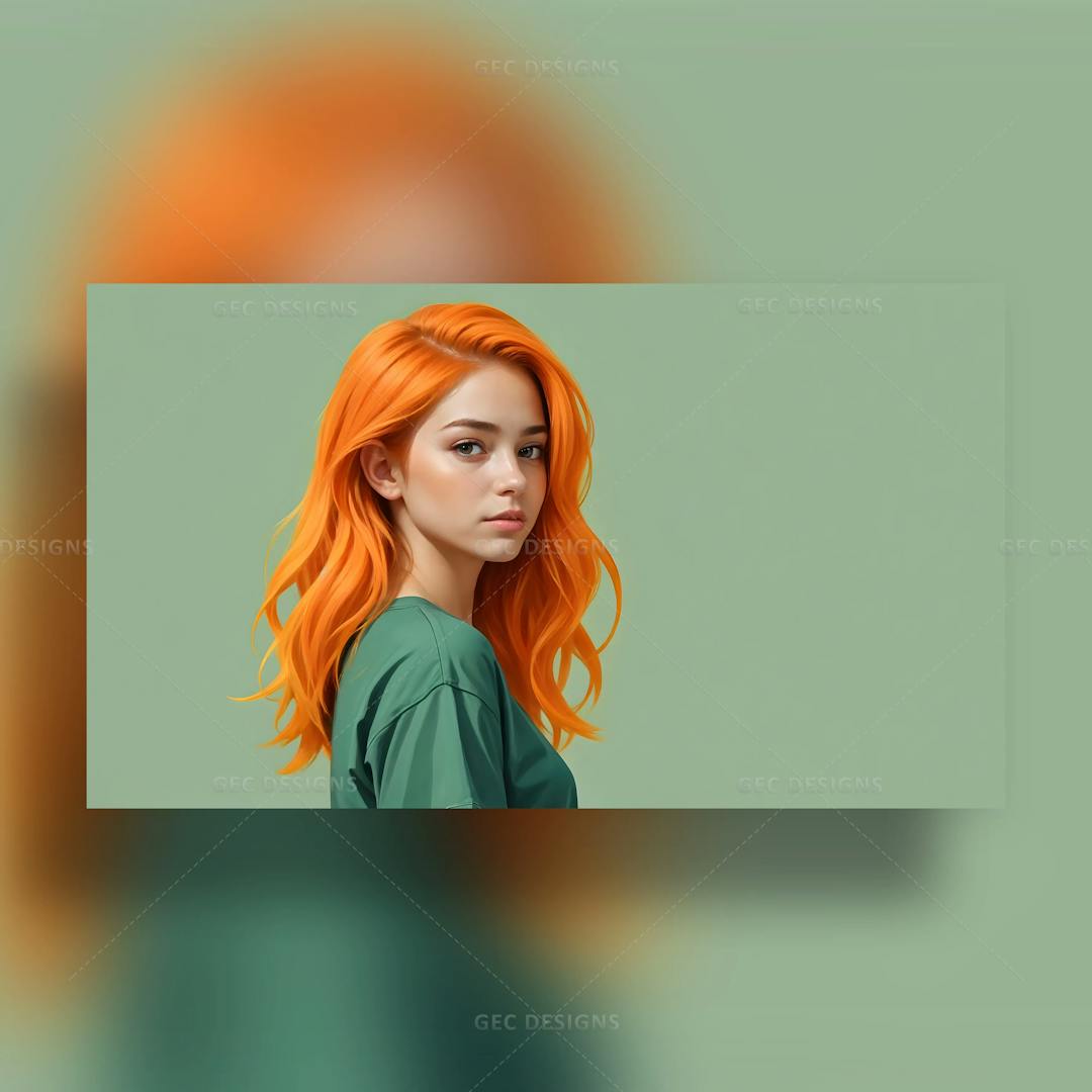 Digital art of young cute girl with orange hair AI Generated wallpaper