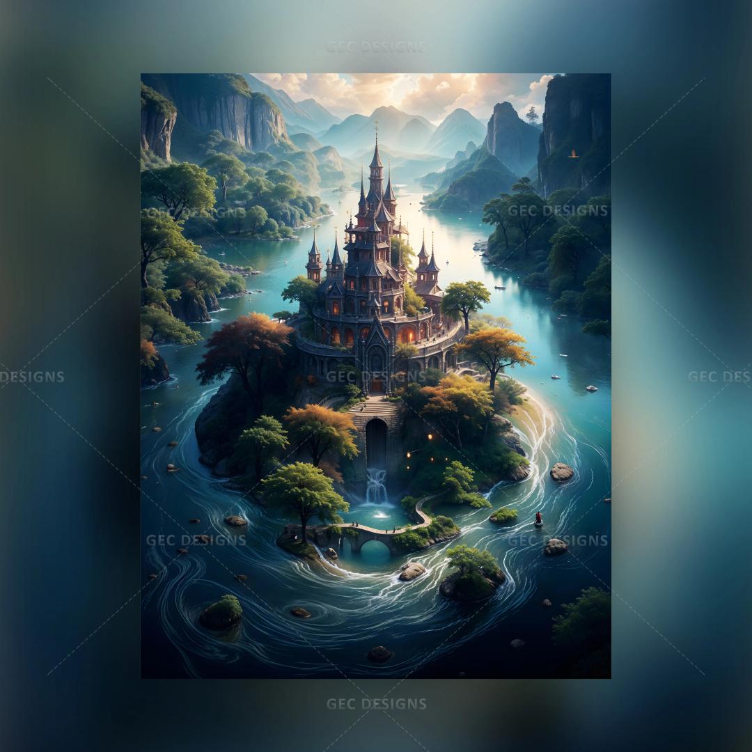 Fantasy castle in fairyland AI Generated wallpaper