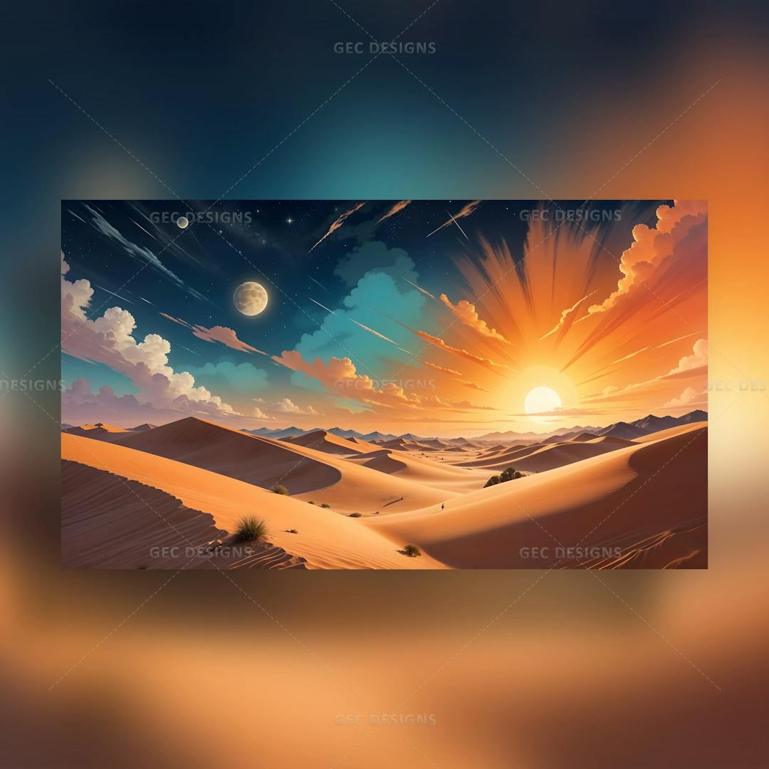 Fantasy desert landscape AI Generated wallpaper