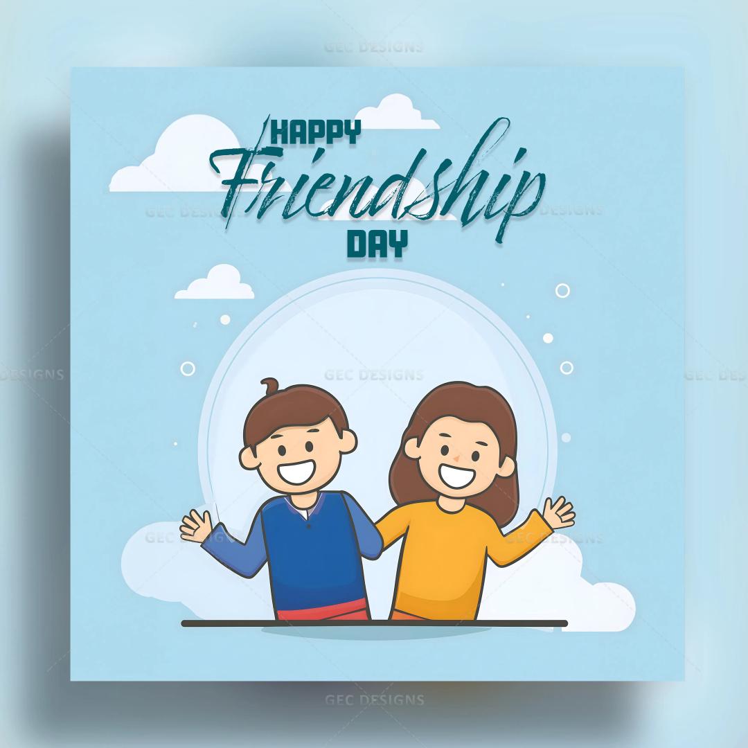 Friendship Day background with two happy best friends