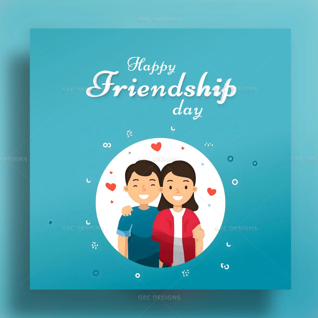 Friendship Day greeting wallpaper with cute friends vector illustration