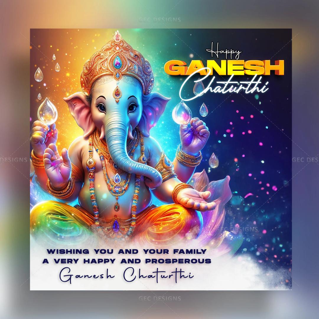 Ganesh Chaturthi 2024, creative lord Ganesh HD wallpaper neon effect background