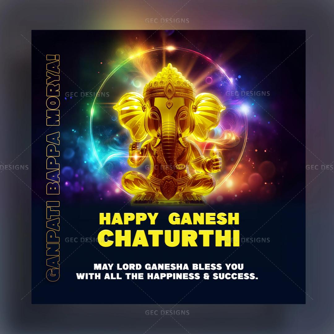 Ganesh Chaturthi 2024, lord Ganesh cute image with quotes wallpaper