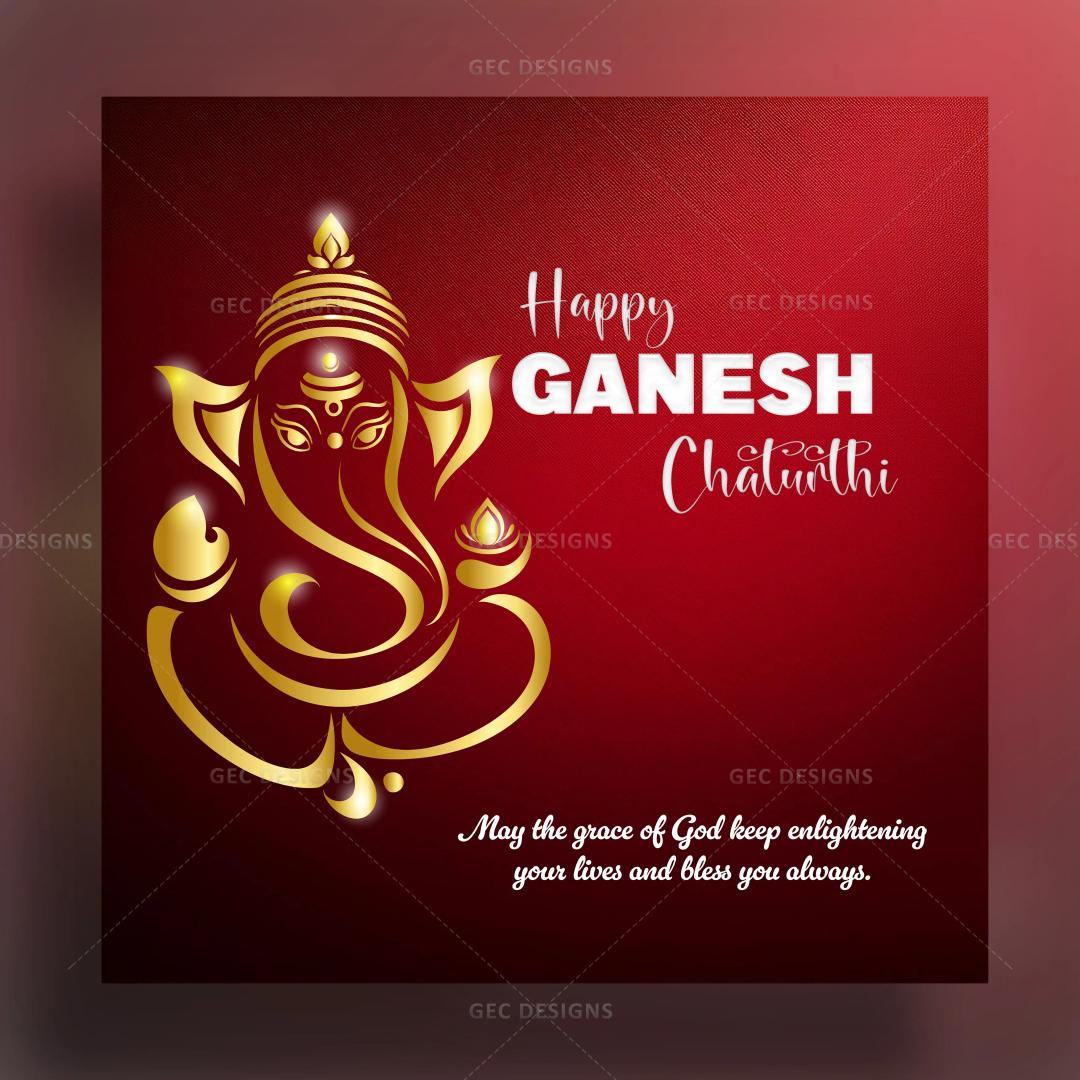 Ganesh Chaturthi, Ganpati festival wishes, Creative lord Ganesh red gradient vector illustration