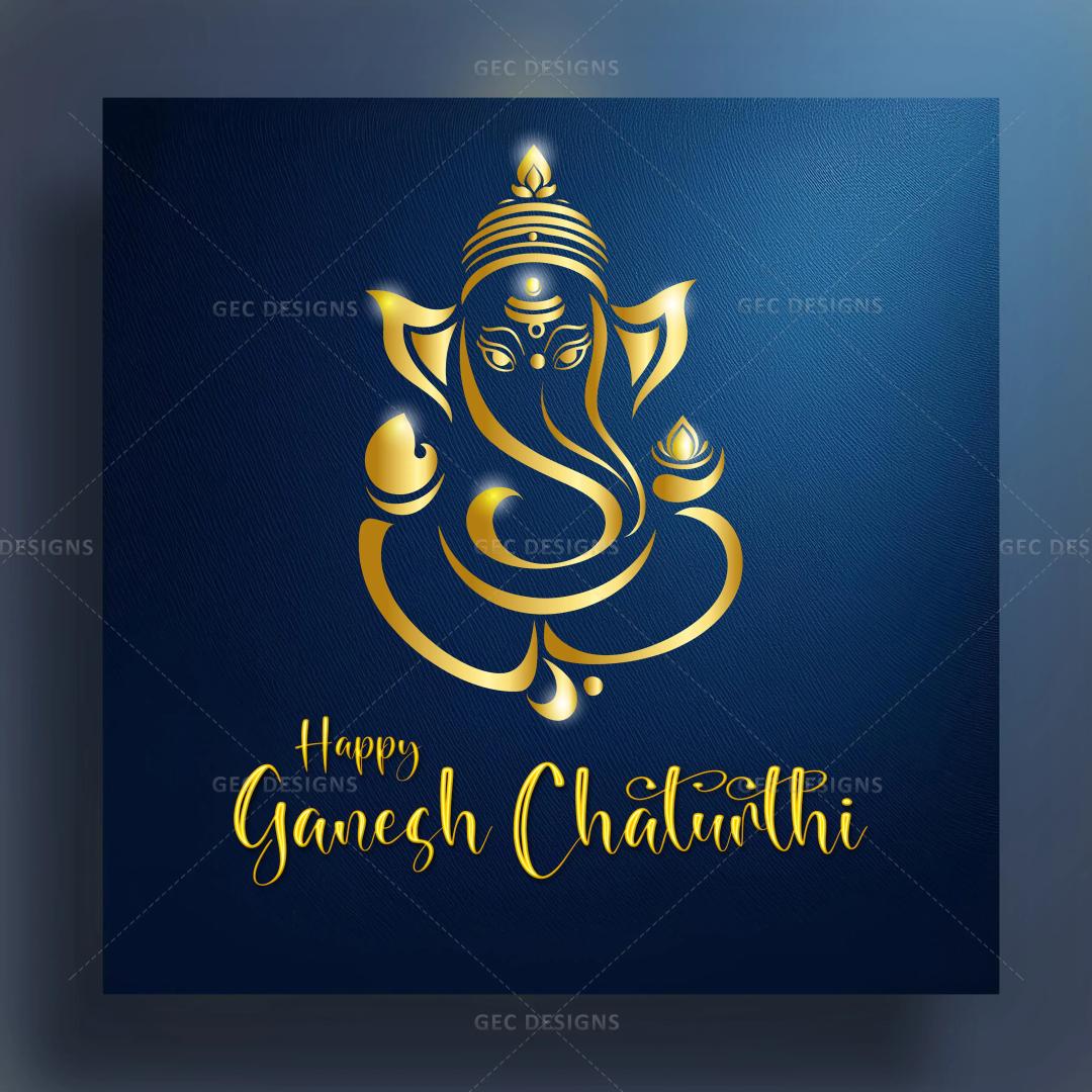 Ganesh Festival wishes, Vinayagar Chaturthi, lord Ganesh blue gradient vector illustration