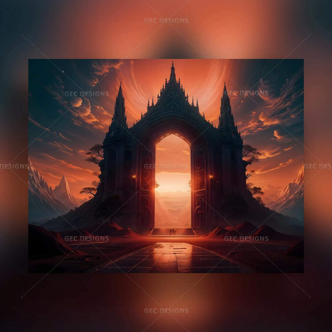 Gates of hell fantasy AI Generated wallpaper