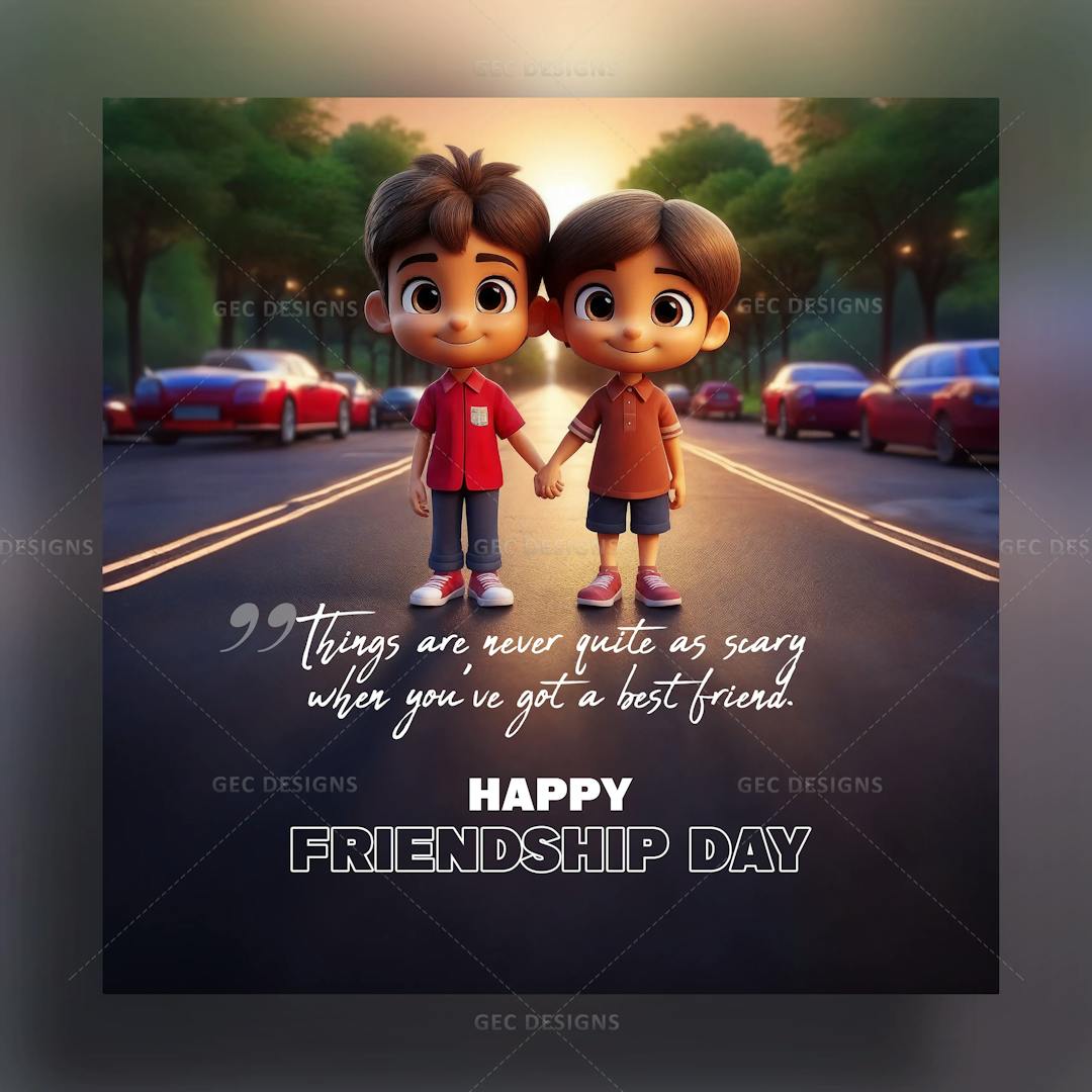 Happy Friendship Day illustration with cute little boys AI Generated wallpaper