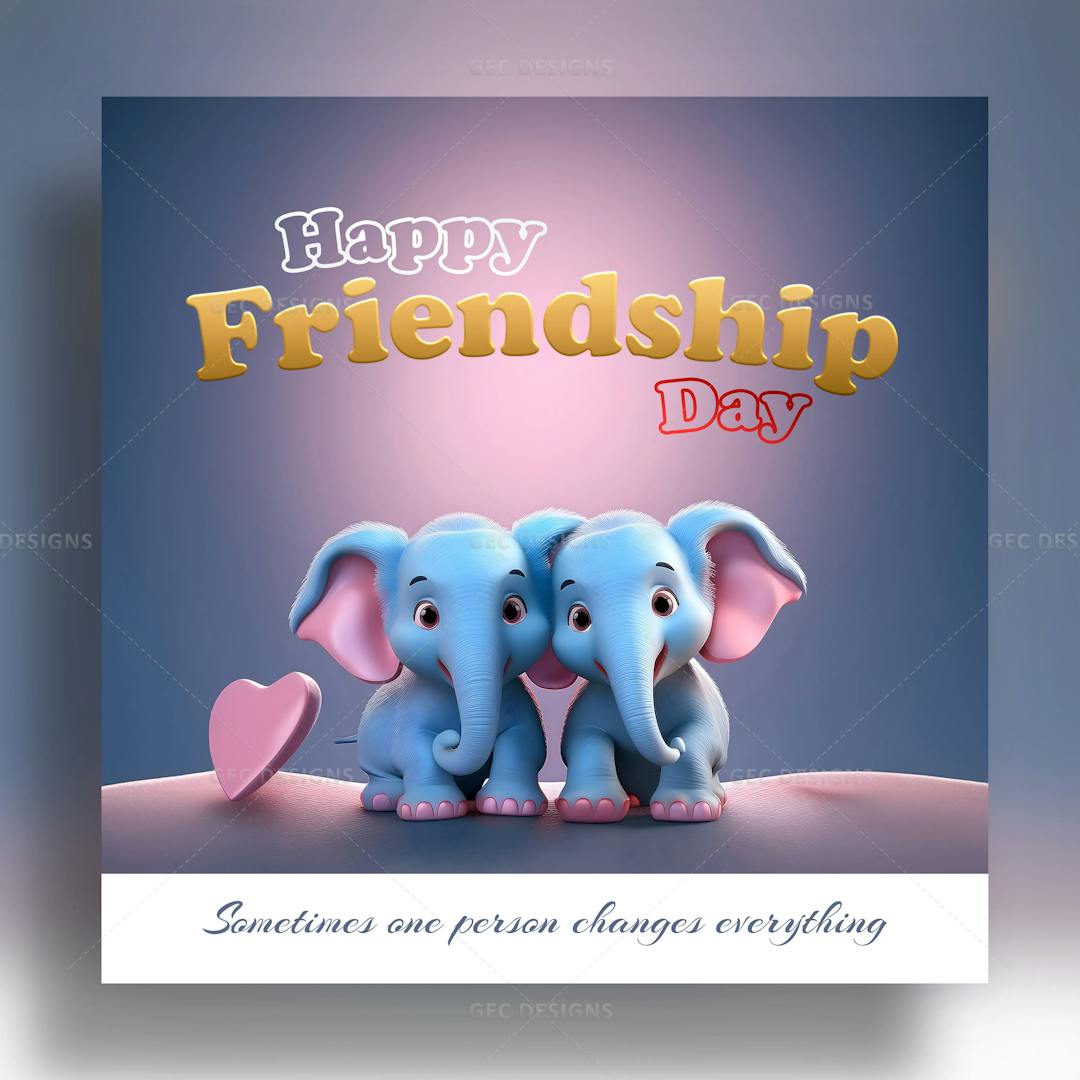 Happy friendship day with cute little elephants AI Generated wallpaper