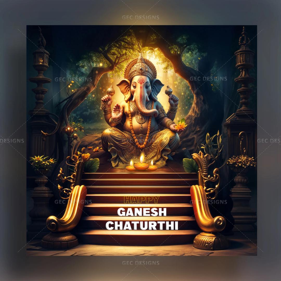 Happy Ganesh Chaturthi 2024 images, lord Ganesh meditating wallpaper