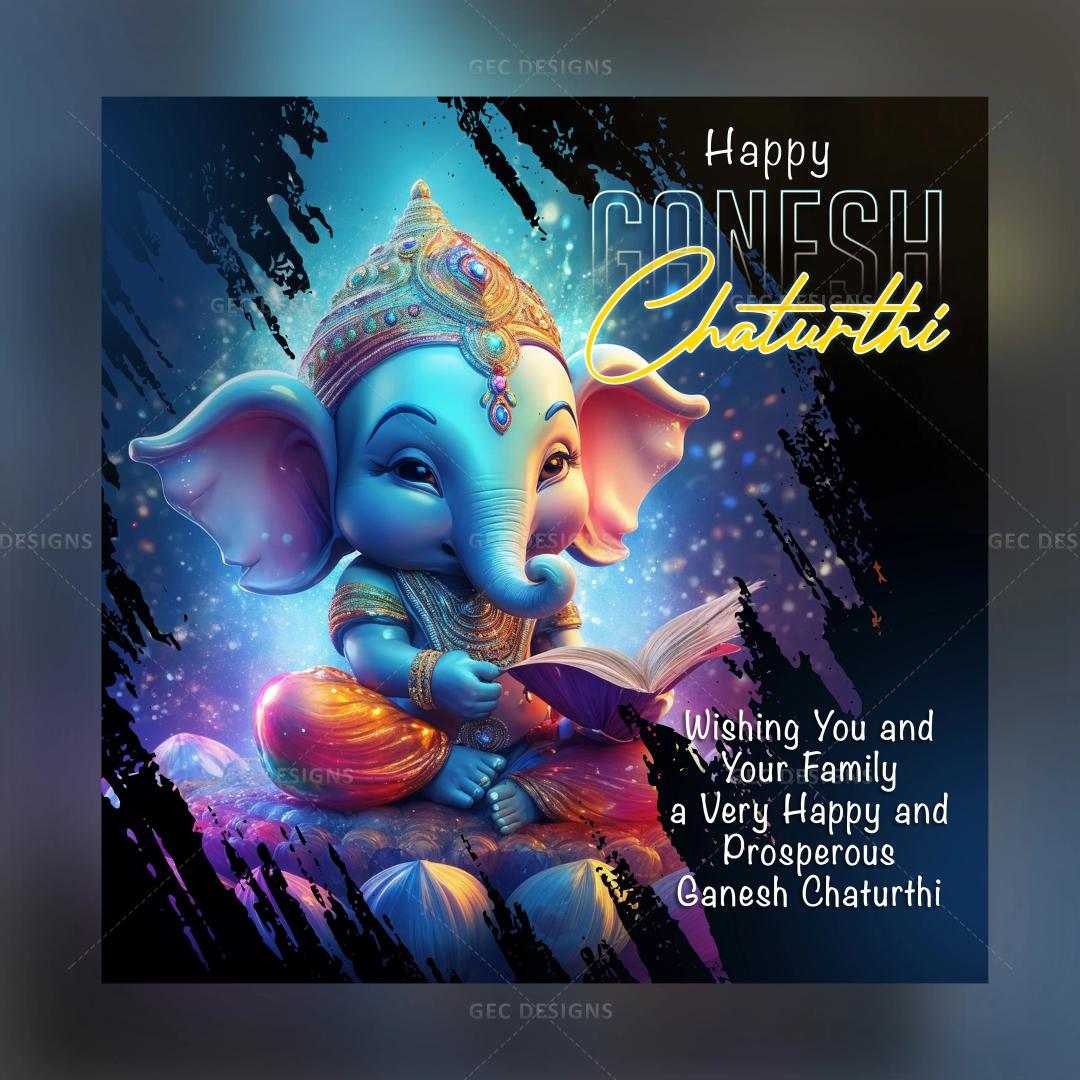 Happy Ganesh Chaturthi 2024, Vinayaka Chaturthi wishes, cute beautiful lord Ganesh neon effect HD wallpaper