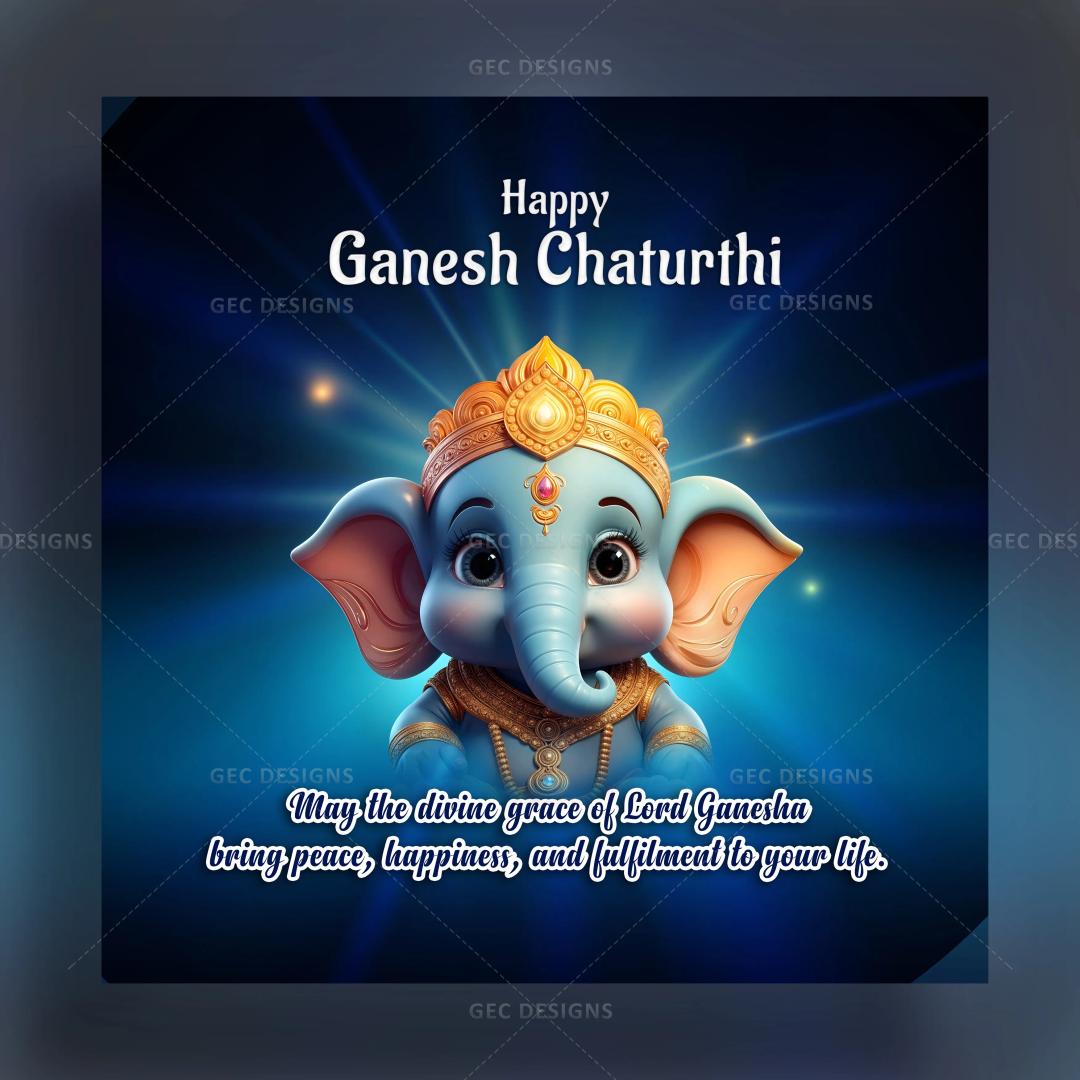 Happy Ganesh Chaturthi cute lord Ganesh image with an attractive background