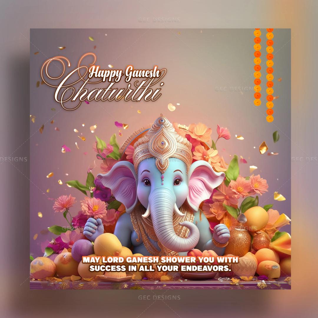 Happy Ganesh Chaturthi images, cute lord Ganesh with wishes and quotes HD wallpaper