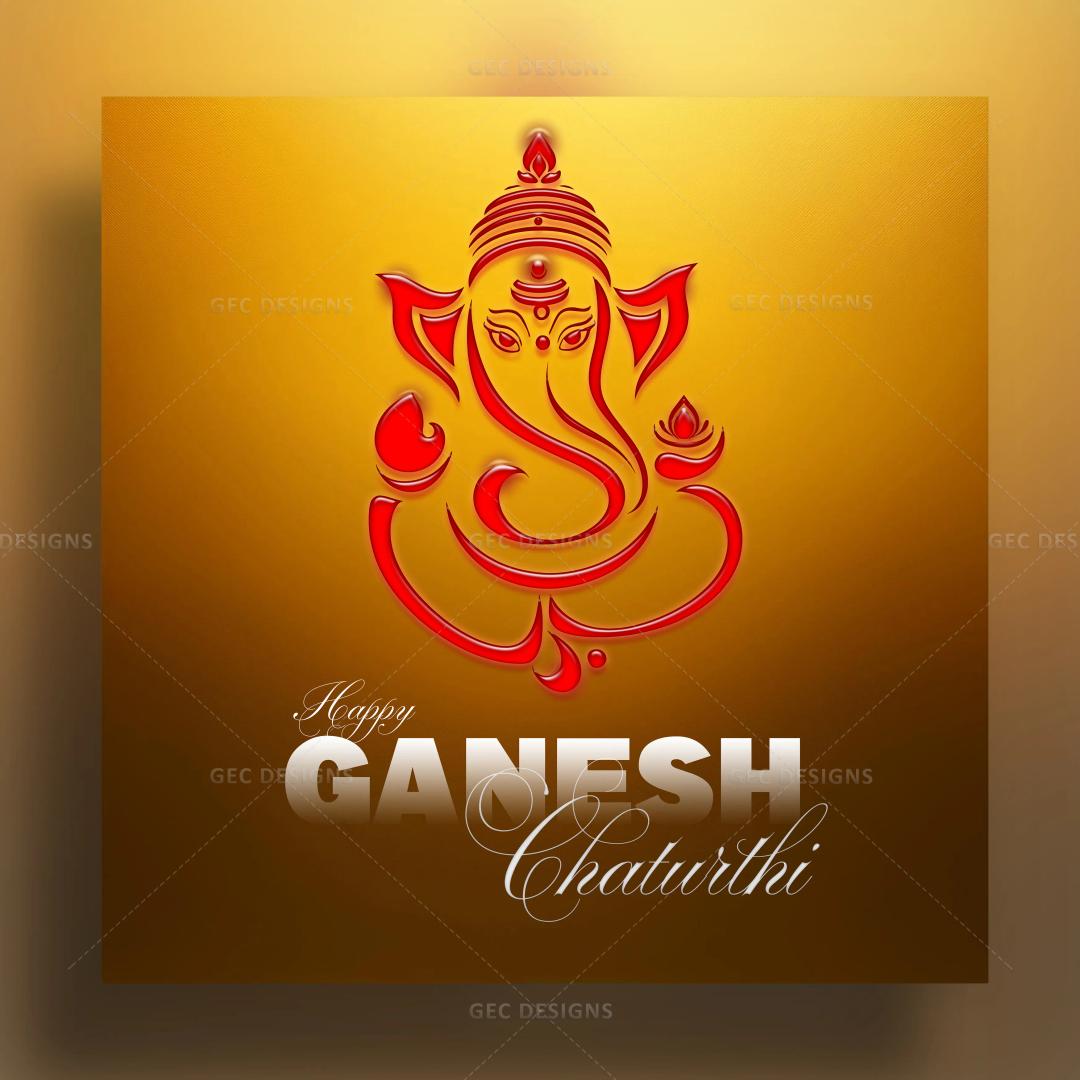 Happy Ganesh Chaturthi wishes, Vinayagar Chaturthi images, Golden gradient Lord Ganesh vector illustration