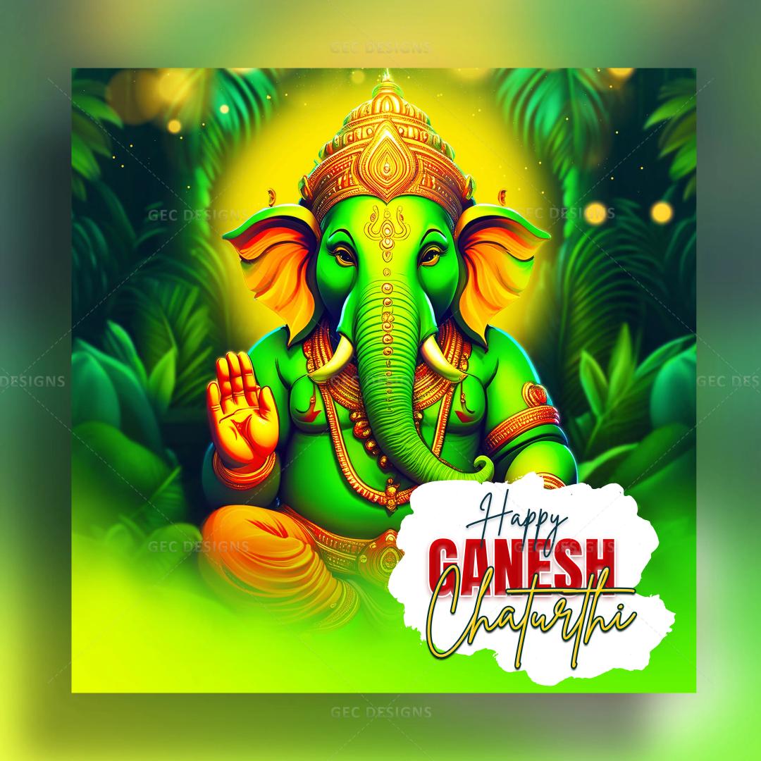 Happy Ganesh Chaturthi wishes with lord Ganesh background